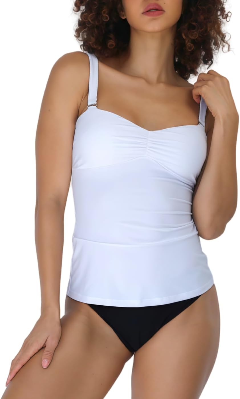 Tankini Swimsuits for Women Tummy Control Two Piece Bathing Suit Adjustable Straps Swim Suit with Bottom Swimwear