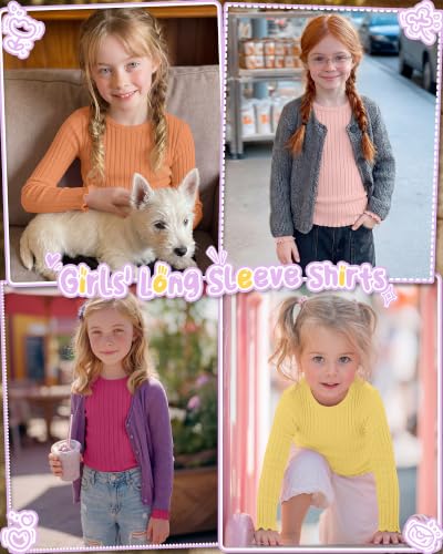 Image of 4 Pack Toddler Girls' Long Sleeve Shirts Cotton Tops