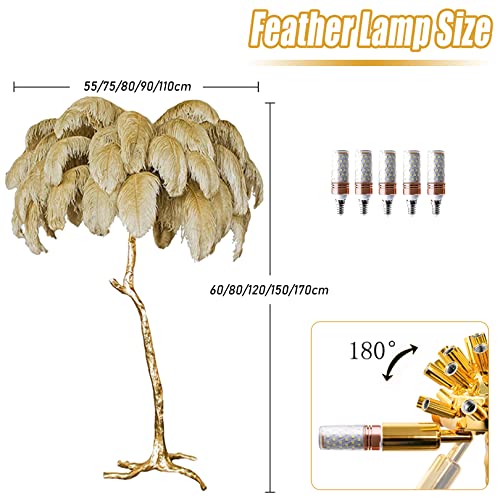 Nilemall Resin Floor Lamp Natural Ostrich Feather Floor Lamp Modern Led Dimmable Standing Lamp With E14 Bulb And Pedal Switch Tall Corner Lamp For Living Room Dining Room And Office #TOP6
