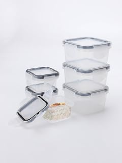 6-Pack Small Airtight Food Containers with Leakproof Lids - 5oz + 2oz - Microwave, Dishwasher & Freezer Safe - Condiment Storage Containers (Transparent)
