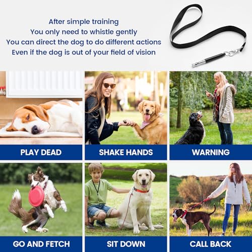2 Pack Dog Whistle - Dog Whistle to Stop Barking Neighbor's Dog & Long Range Recall, Adjustable Ultrasonic Silent Dog Whistle with Lanyard for Training Recall, Professional Obedience (Black & White) - Image 6