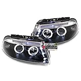 PHARES AVANTS NOIRS ANGEL EYES FEUX LED COMPATIBLE AVEC VOLKSWAGEN VW PASSAT 3BG BERLINE ET BREAK 2000-2005