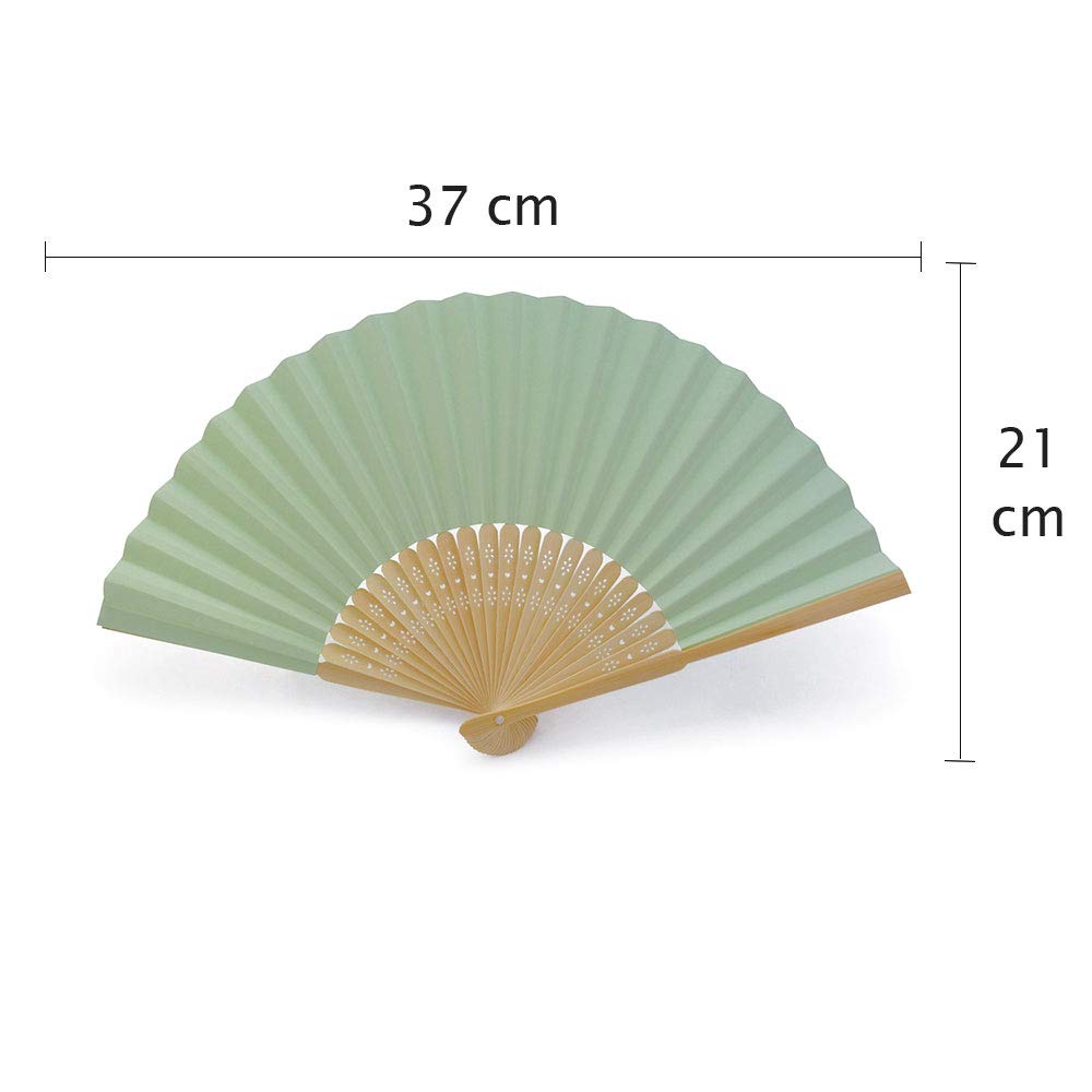 Handfächer aus weißem Papier und Bambus für Hochzeiten (Grün, 50 Handfächer)