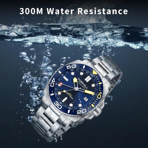 Image of TOPHILL Men Watches Automatic Mechanical Watches - Dive, GMT, Chronograph & Dress Styles | 316L Stainless Steel, Sapphire Crystal, Ceramic Bezel | 5ATM-300M Waterproof with Super Luminous | Classic Business & Sport Casual