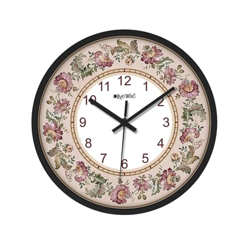 Image of Olive Tree Wall Clock 12 inch Decorative Plastic Wall Clock TIK-Tok Movement Classic Clock Battery Operated Round Easy to Read for Room /Home /Kitchen /Bedroom /Office /School - 9056