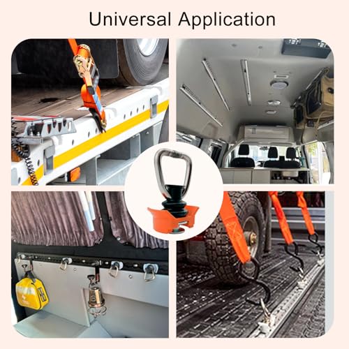 4 Stück Airlineschiene Fitting, Single Endbeschlag, Airline Fitting mit Ring, Endfitting Zurrschienen Fitting Airlineschiene, für Hängeschrank, Gepäckbefestigung im Wohnmobil,Orange
