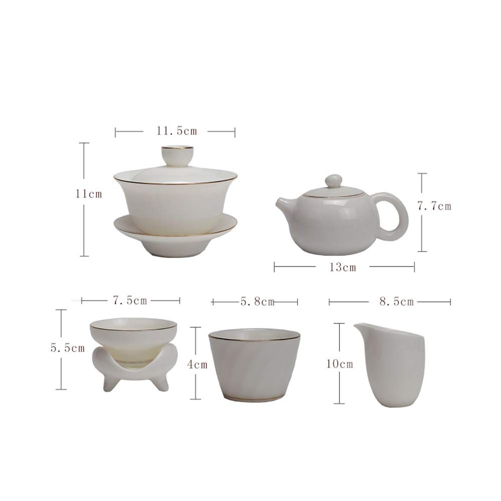 Service à thé en céramique Simple et Moderne, Ensemble Complet de thé ondulé à l'eau, Petit Coffret Cadeau en Porcelaine Blanche,Tasses à thé et soucoupes