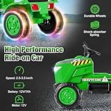 GYMAX Kids Ride On Tractor and Trailer, 12V Battery Powered Toy Car with Remote Control, Wireless Connection, MP3, USB, Music&Spring Suspensions, 2-in-1 Children Electric Car for 3-8 Years Old (Green) - Image 5