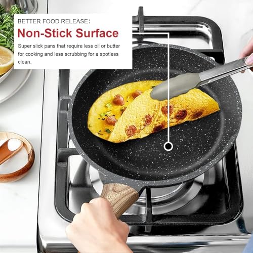 Caannasweis-Nonstick-Granite-Frying-Pan-Skillet-Non-Stick-Omelette-Frying-Pans-Omelet-Egg-Pan-Stone-Cookware-Chefs-Pan-Induction-Compatible-PFOA-Free-Gray-8-Inch