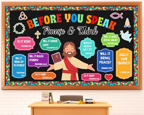Christian Bulletin Board Set Jesus Bible Verse Church Cross Classroom