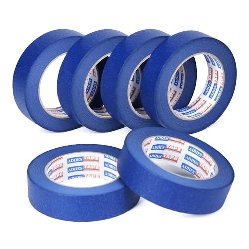 Image of ADHES Blue Painters Tape 1 Inch, Masking Tape for Painting 6 Rolls x 1 Inch x 55 Yards, Blue Paint Tape No Residue Outdoor Anti UV Multi Surface Use, Total 330 Yards