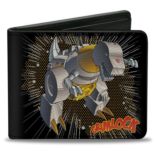 Hasbro Wallet, Bifold, Transformers Grimlock Tyrannosaurus Rex Pose and Logo Black, Vegan Leather
