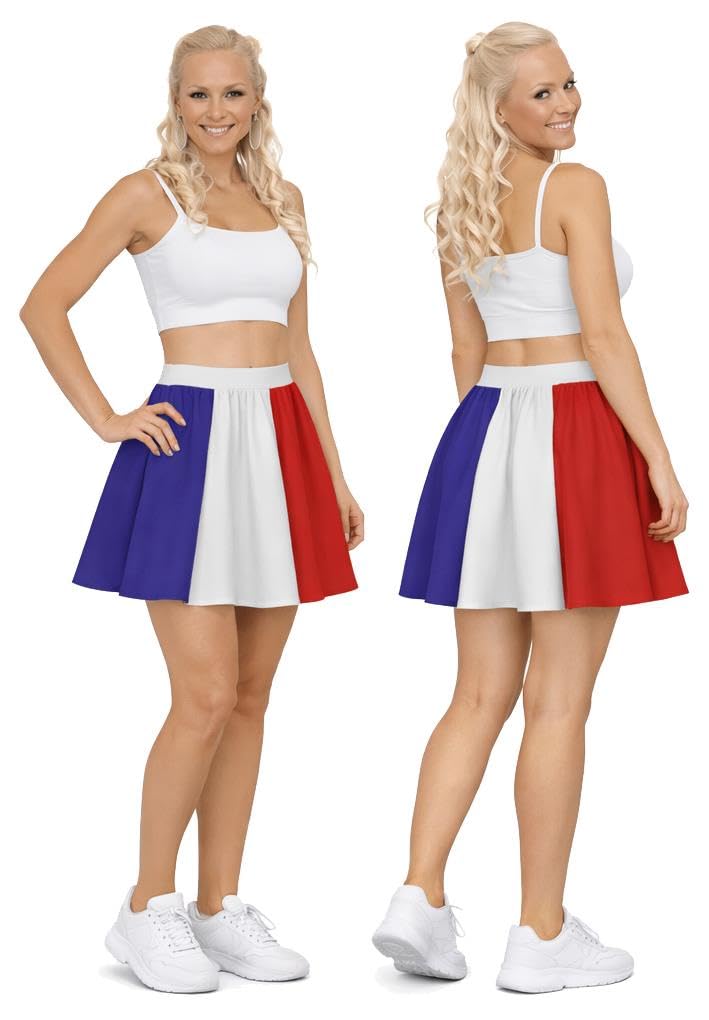 The Dragons Den Adults National Flag of France 15" (38cm) Length Skirt Patriotic French Supporters Fancy Dress [S-M]