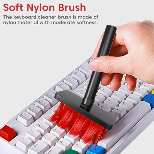Image of Sounce Cleaning Soft Brush Keyboard Cleaner 5-in-1 Multi-Function Computer Cleaning Tools Kit Corner Gap Duster Keycap Puller for Bluetooth Earphones,PC, Laptop AirPods Pro Camera Lens (Black)