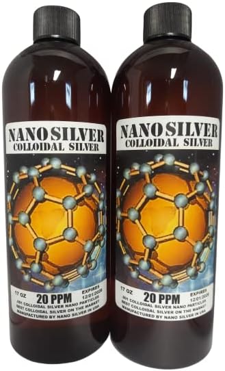 Nano Silver Colloidal Silver, Colloidal Silver Mineral Supplements, 34 Oz, 20 Ppm, Colloidal Silver Liquid, Colloidal Silver Mineral Supplement