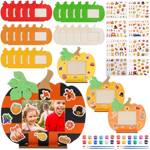 DoubleFill 50 Pcs Fall DIY Unfinished Wood Picture Frames Craft Kit...