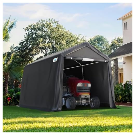 ADVANCE OUTDOOR 10x10 ft Heavy Duty Outdoor Patio Anti-Snow Portable Canopy Storage Shelter Shed Carport with 2 Roll up Zipper Doors & Vents for Snowmobile Garden Tools, Gray
