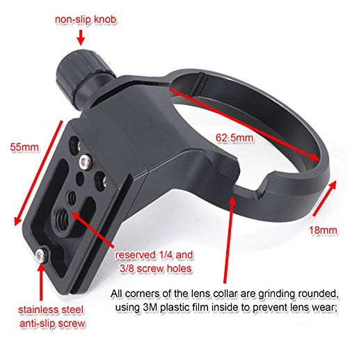 Anillo de montaje de trípode para Sony FE 135 mm f/1.8 GM SEL135F18GM (G Master) lente de montura E de marco completo, placa de liberación rápida integrada tipo Arca de 55 mm para cabezal de trípode - imagen 4