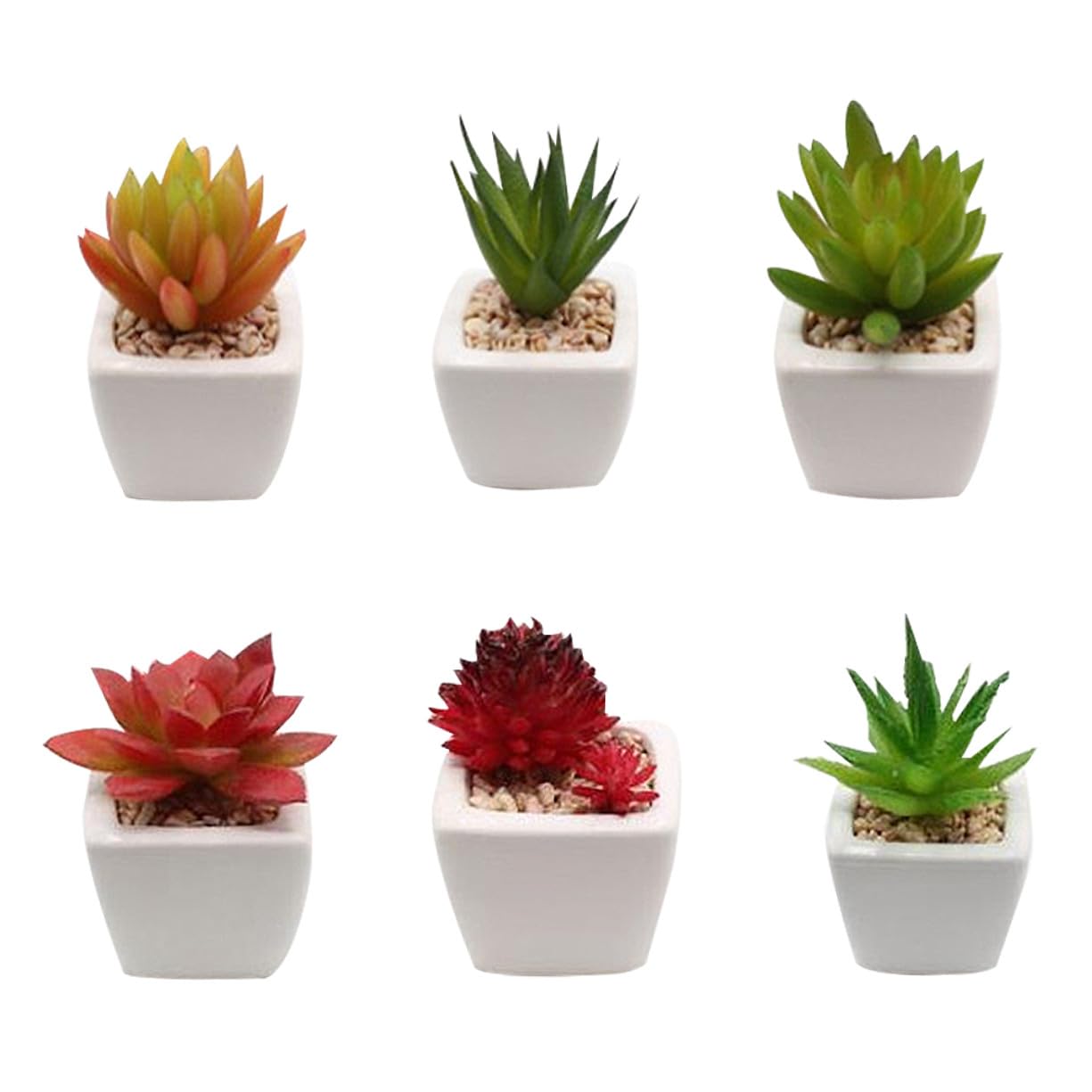Succulente Artificielle Mini en Pot Céramique Lot de 6 Set de Set de Pièces