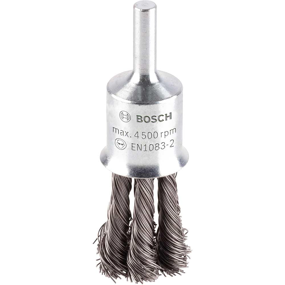 Bosch Bosch 1x PRO Steel Longlife End Brush, Knotted Wire for 6 mm Cylindrical Shank and Drill (Ø 19 mm, Professional Accessory Rotary