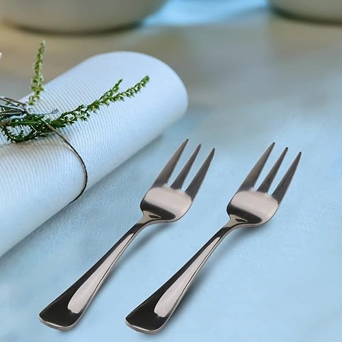 Miniatura 6 de Juego de 24 tenedores pequeños para aperitivos y cucharas demitasse de acero inoxidable, de 5.4 pulgadas, para ensalada, postre, café, cóctel,