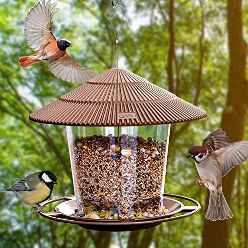SANOTO Vogelfutterhaus, Futterhaus für Vögel Vogelfutterspender | Vogelfutterstation zum Aufhängen Futterspender Wildvögel Hängend Kegelblume Vogel Futterhaus Wetterfest Balkon, Üb