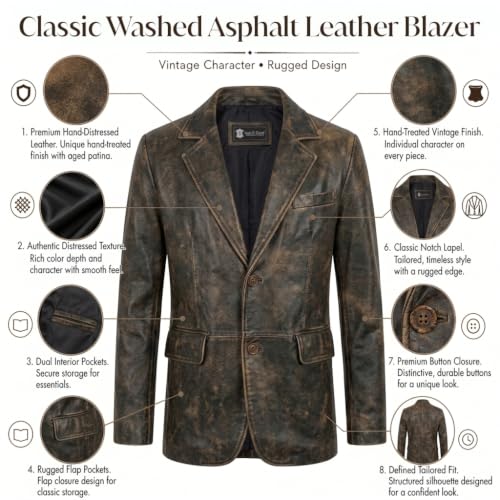 Image of Isaac & David Chicago Lambskin Genuine Casual Wear Leather Blazer Sport Coat Classic Button Closure for Men 2 Button Coat