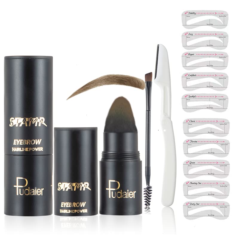Marine Forest Eyebrow Stamp Stencil Kit, One Step Brow Makeup Eyebrow Stamp and Shaping Kit for Perfect Brows, Waterproof and Long Lasting (Blonde)