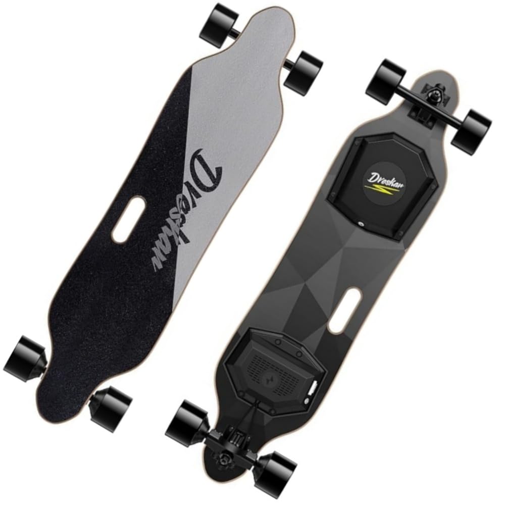 DresKar Electric Skateboards 900W Dual Motor 25MPH Top Speed 4 Speed Adjustment 12.5 Miles Range Electric Longboard with Remote and Sticker 8 Layer Maple Deck Max Load 286Lbs