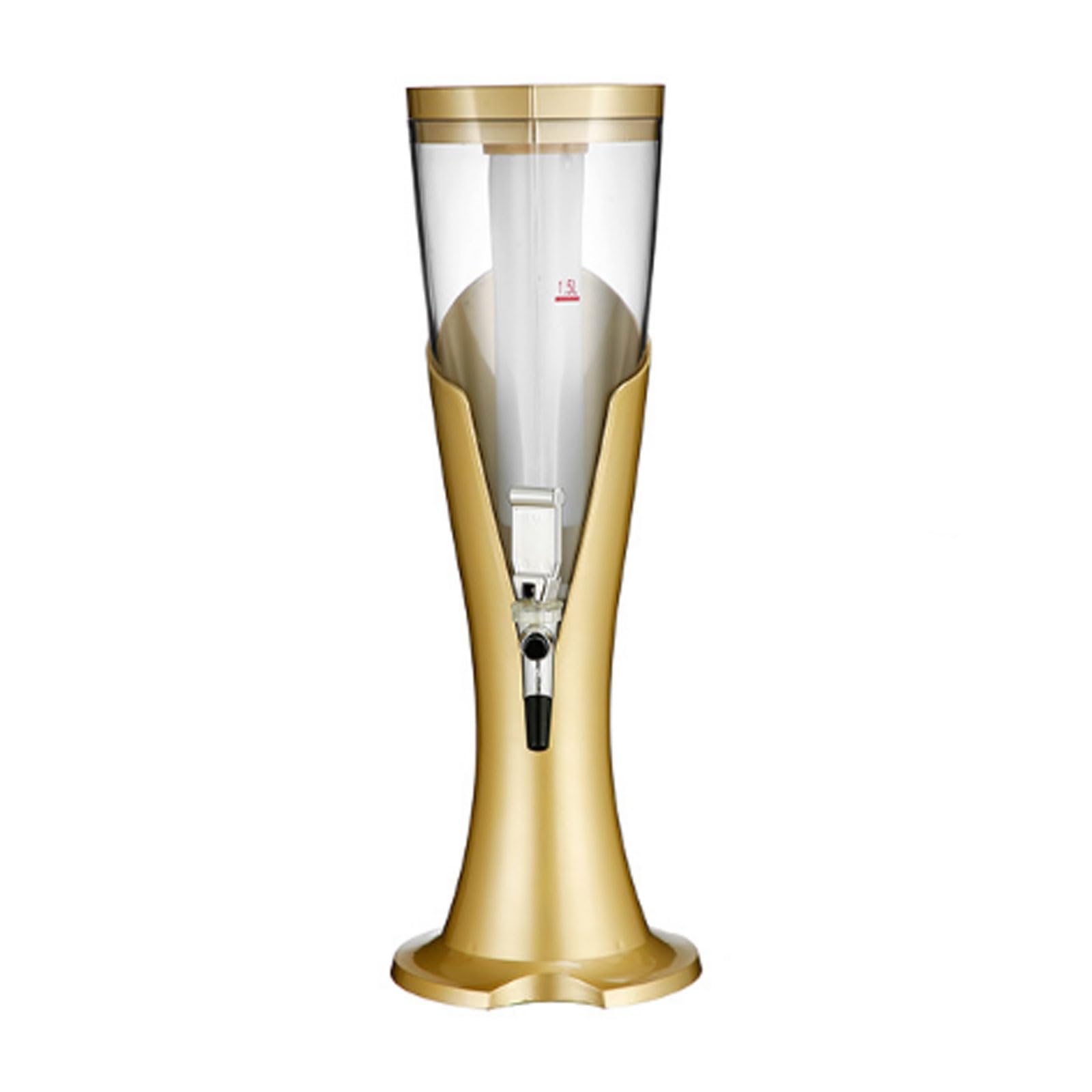 CHENYUEFA Beer Tower, 1.5L/3L Drink Dispenser, Tabletop Beer Tower,Stainless Steel & PE Beverage Dispenser for Party Home Bar Use Beverage Dispe(Gold,3L)