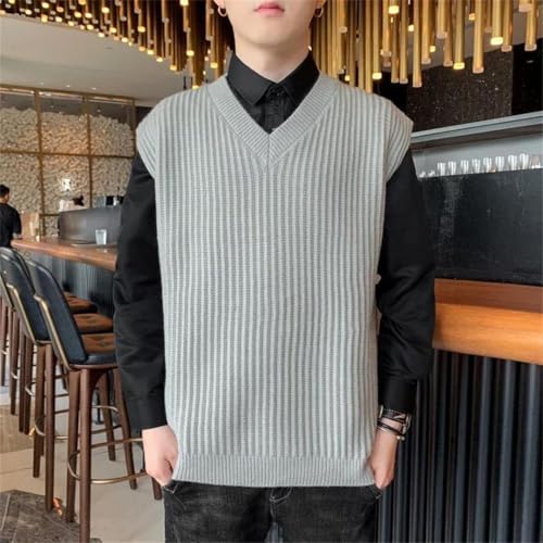 Men's Home Wear Pajamas Solid Color Knit Sweater V-Neck Sleeveless Vest Comfortable Sweater2
