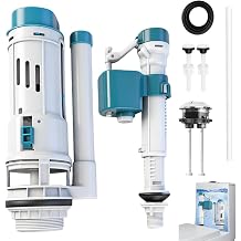 Toilet Flush System Replacement Kit, Toilet Cistern Flush Parts, Dual Flush Valve with Push Button Assembly Adjustable Height Cistern Replacement Valve