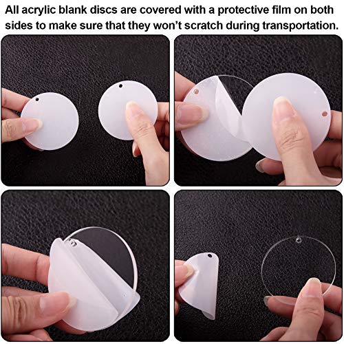 Duufin 120 Pcs Acrylic Keychain Blanks Craft Tassel Set Including 30 Pcs Transparent Keychain Blanks(2 inches) 30 Pcs Key Rings with Chain 30 Pcs Jump Rings and 30 Pcs Keychain Tassels - Thumbnail 3