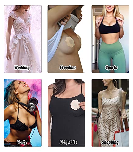 Sdrela 50 Pieces Nipple Pasties For Women Disposable Nipple Cover Breast Petals Invisible Self-Adhesive Nipple Stickers,Sd0301-Beige #TOP2