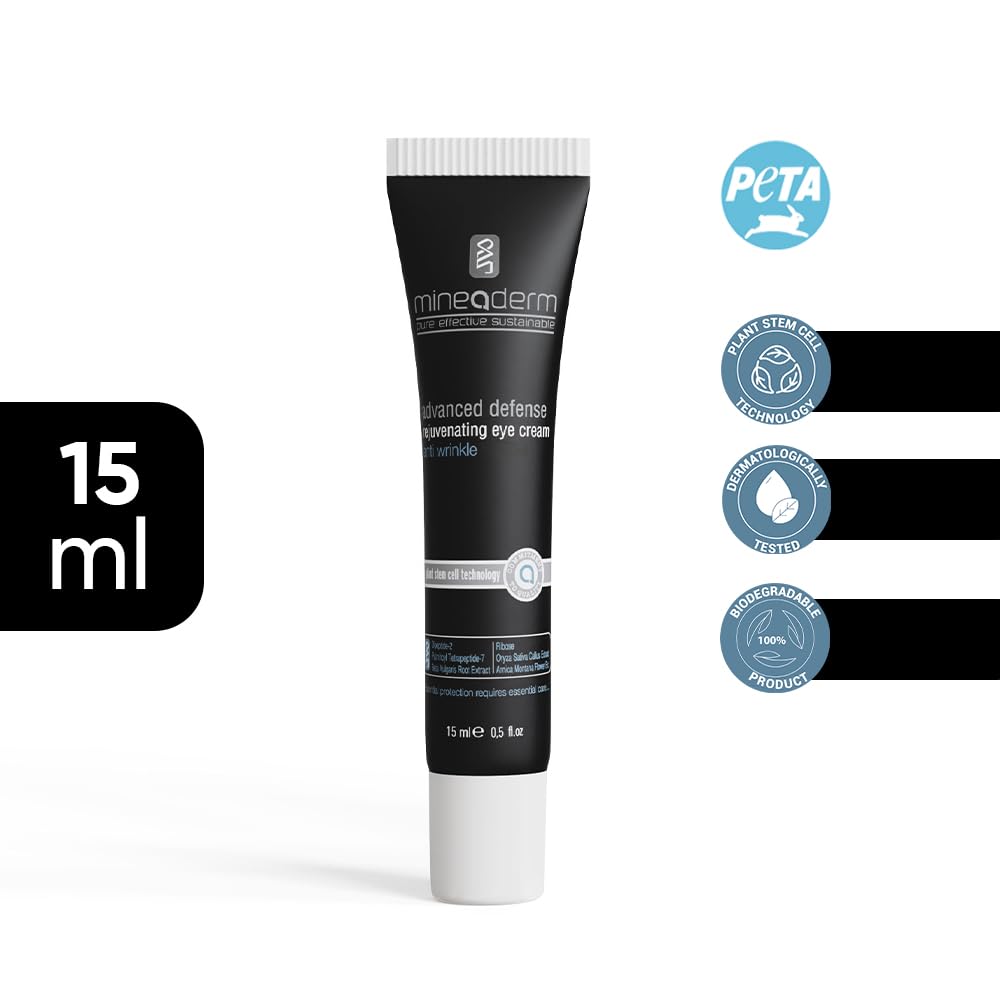 Mineaderm Advanced Rejuvenating Eye Cream for Dark Circles and Puffiness – Anti-Aging Eye Treatment with Peptides Stem Cells and Shea Butter – Firms Smooths and Hydrates Under Eye Area