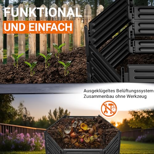 GARANTIA AIR-King Steckkomposter 600 Liter schwarz - Komposter Garten, Komposter, Schnellkomposter, Abfall & Recycling, Biomüll, Komposteimer, Garten, Kompost, Biotonne