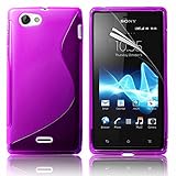 Design fin et élégant. VCOMP® Housse Etui Coque Souple Silicone Gel Motif S-Line pour Sony Xperia J St26i - Violet