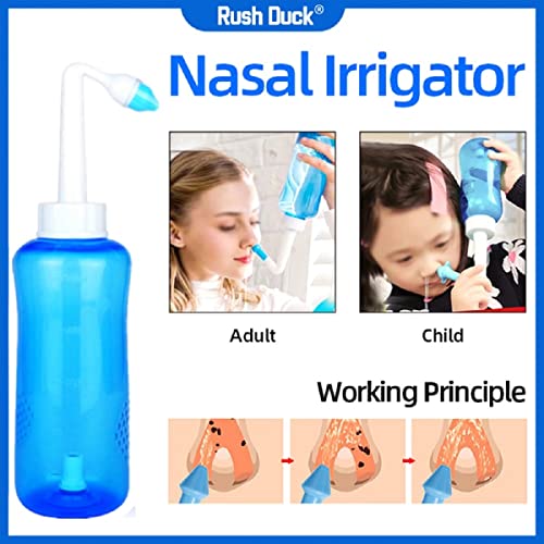 Higienizador Nasal 300ml Cor Azul Previne Rinite Sinusite e Alergias para Adultos e Crianças