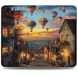 Alfombrilla Gaming 240 x 200 x 3 mm Alfombrilla Ratón con Base Antideslizante, Bordes Acolchados, Multifuncional Accesorios Gaming para Ratón con Cable o Inalámbrico, Ciudad Globo aerostático 0d-89