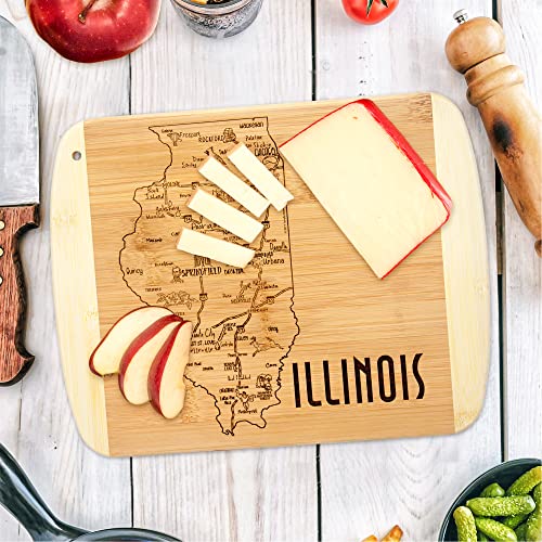 Image of Totally Bamboo A Slice of Life Illinois Engraved Map Cutting Board