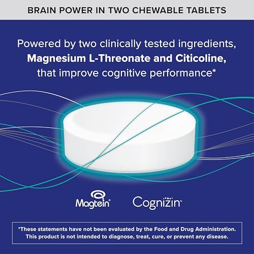 Qunol Brain Health Memory Plus Chewable Tablet with B6, Magnesium L-Threonate & Citicoline, Clinically Tested Ingredients to Improve Memory, Focus, Attention and Productivity, 60 Count - Image 4