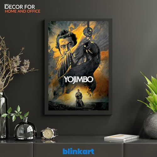 Image of BLINKART Yojimbo (1961) Movie Poster Frame 12x18 Inch | Premium 300 GSM Paper Wall Print | Vintage Film Artwork for Home, Bedroom, Living Room, Office | Framed Photo Decor