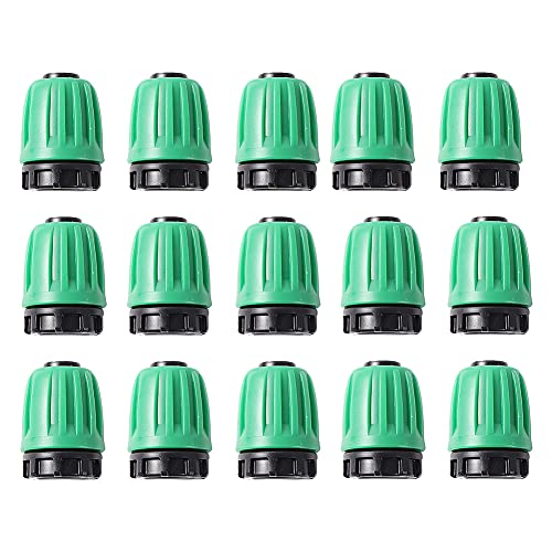 15 Stück Tropfbewässerungsschlauch-Stecker 1/2 Zoll Schlauch (1/2" ID x 0,65" AD) Anti-Drop-Qualitätsfitting (Passt 13 mm ID) Kontermuttern Anschlüsse (15 Stück Stecker)