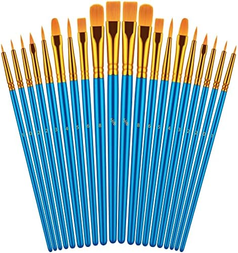 Paint Brushes Set, 20 Pcs Paint Brushes for Acrylic Painting, Oil Watercolor Acrylic Paint Brush, Artist Paintbrushes for Body Face Rock Canvas, Kids Adult Drawing Arts Crafts Supplies, Blue