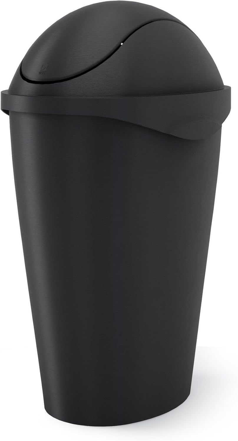 Umbra Swinger 12-Gallon Swing-Top Waste Can, Black