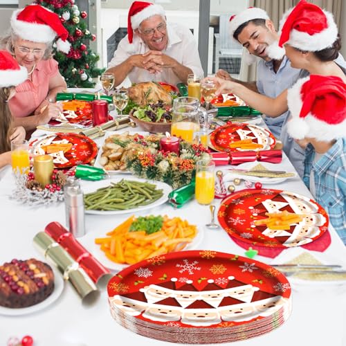 Treasure Cove Christmas Oval Paper Plates 10" x 12" Large Santa Plates Snowflake Disposable Christmas Party Platters for Holiday Xmas Dinnerware Table Decor Party Supplies 24 Pcs – Image 7