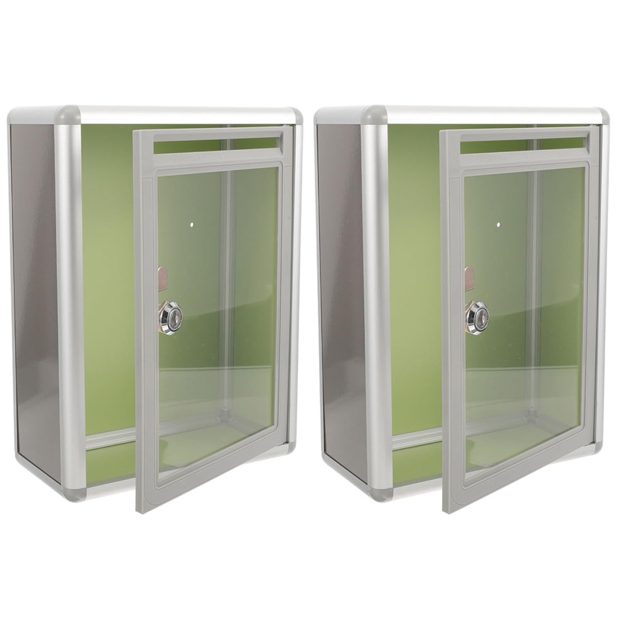 Boîte aux lettres murale anti-oubli transparente en aluminium avec clé lot de 2