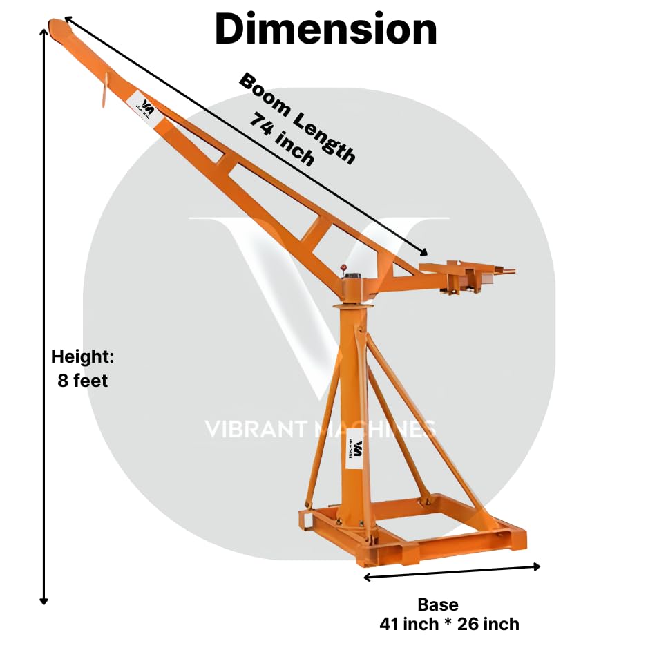 Image of Vibrant Machines Portable Mini Crane 500 Kg | 55-57 Kg Heavy Duty Frame | 4 HP Electric Clutch Winch | 8 mm x 50 Meter Wire Rope | Material Lifting Monkey Hoist Machine for Construction | electric hoist with clutch