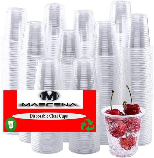 MAECENA Clear Plastic Cups Disposable Cups 1000 Pcs 7 Oz Disposable Plastic Glasses for