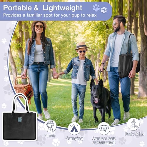 Pawsse Wasserdicht Hundedecke für Unterwegs 80 x 60cm, Outdoor Hundematte Waschbar Hundekissen zum Mitnehmen, Faltbare Hundebett für Reise Auto Camping, Schwarz